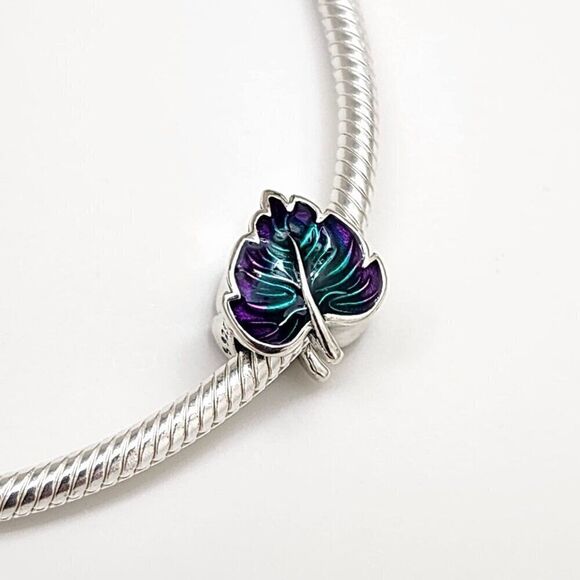 Pandora Purple & Green Leaf Enamel Charm - Picture 4 of 5